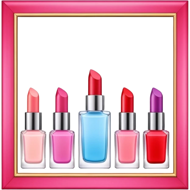 Delicate frame made from lipsticks and perfume bottles  emoji