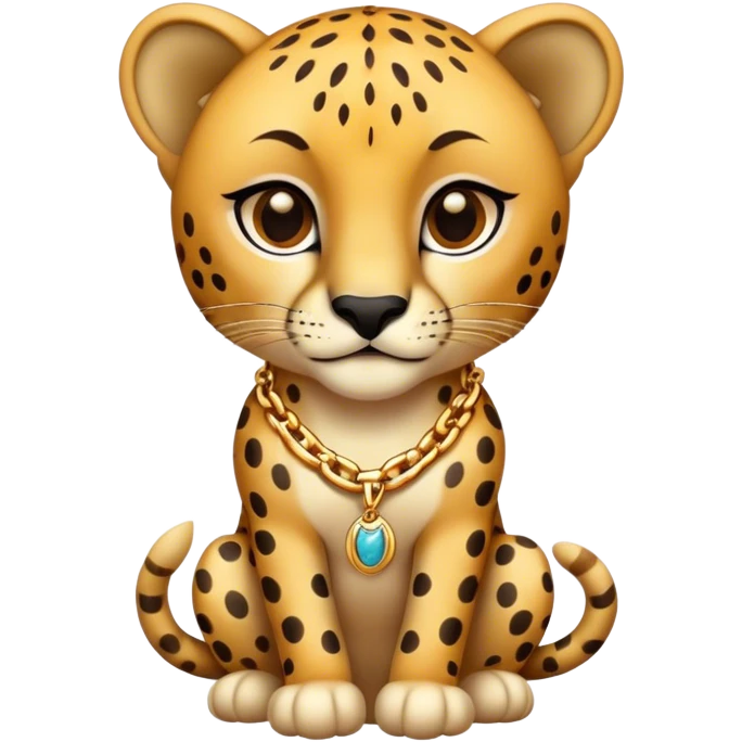 Cheetah wearing a gold chain emoji