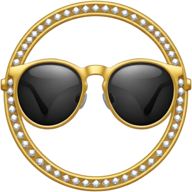 black glasses with diamond and golden in the back emoji