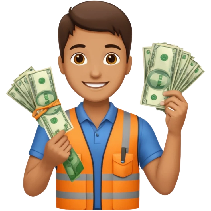landscaping company employee with money emoji