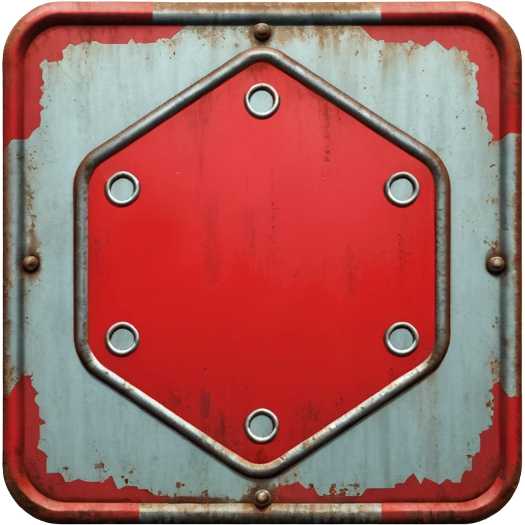 red, road sign, hexagonal, with the inscription sanctions emoji