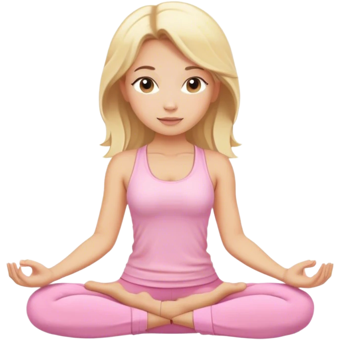 blonde yoga girl light pink clothes n emoji