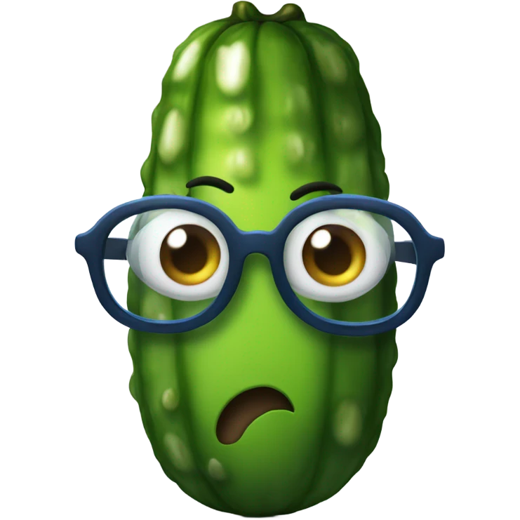 A pickle with blue eyes, wearing glasses emoji
