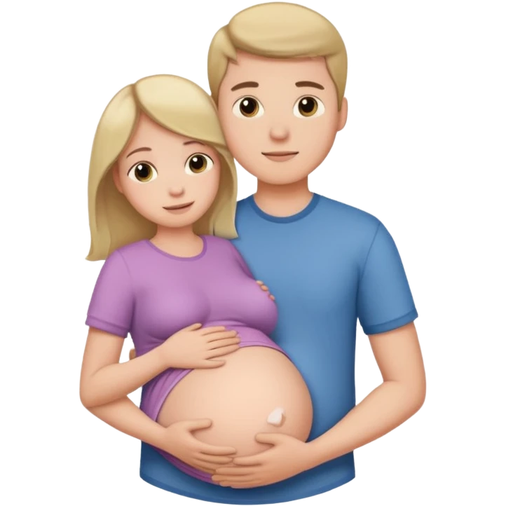 Boyfriend holding pregnant girlfriends belly emoji
