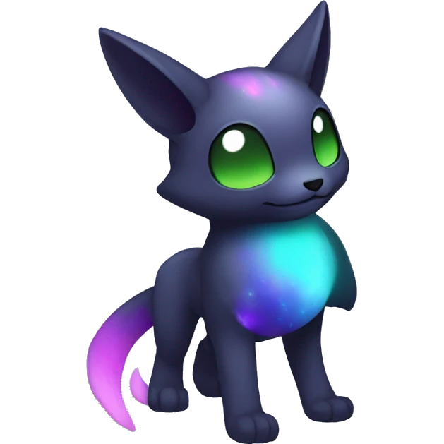 Cute cool black nebula green blue purple pink animal hybrid Fakemon full body emoji