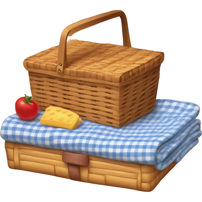 Gingham blanket and picnic basket  emoji