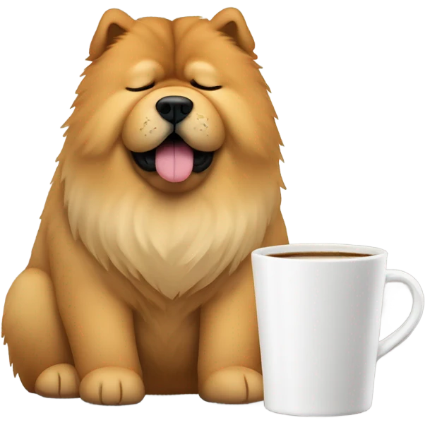 chow chow sleepy with mug coffee emoji