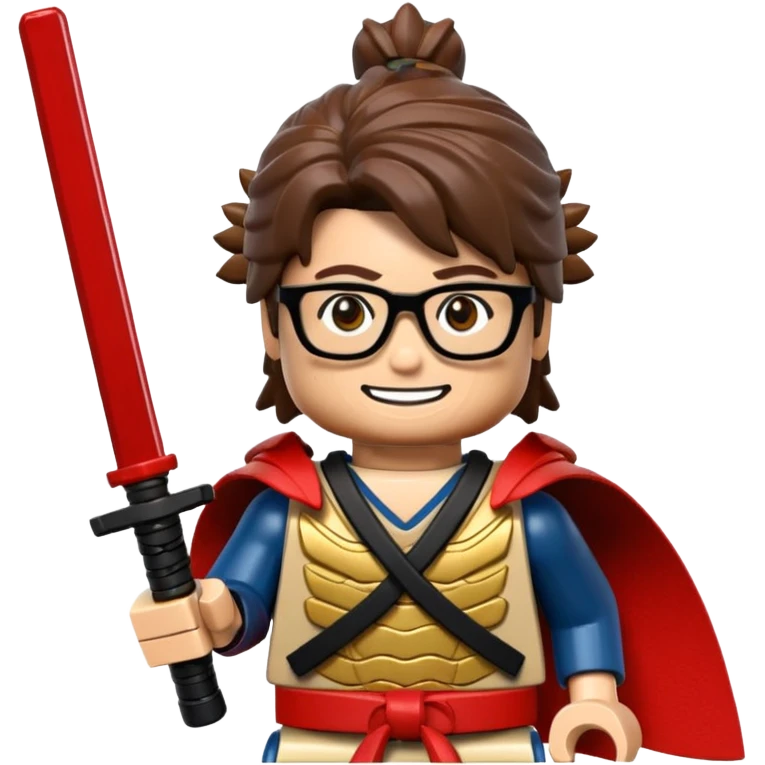 lego Samurai with glasses, Warrior in samurai armor, with katana emoji