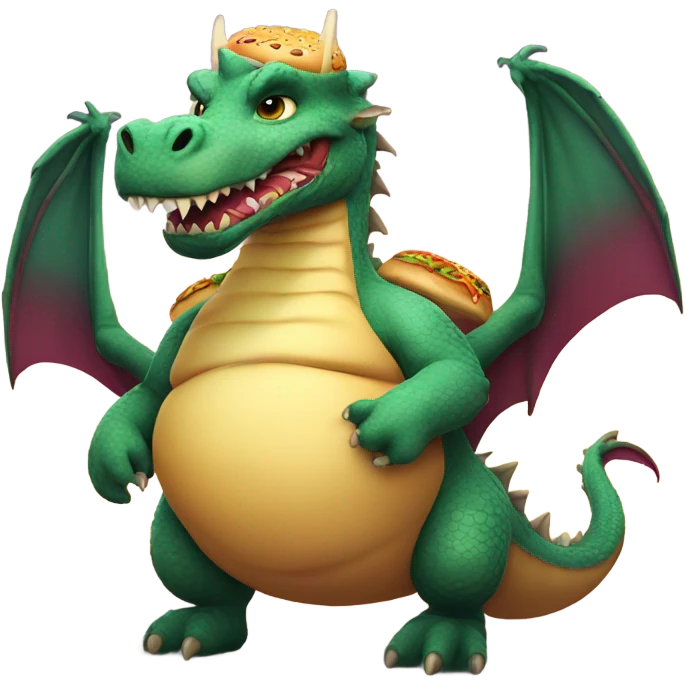 Fat dragon with a cheeseburger emoji