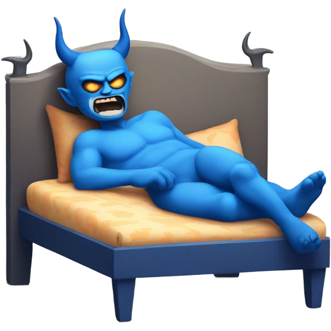 blue demon in bed emoji
