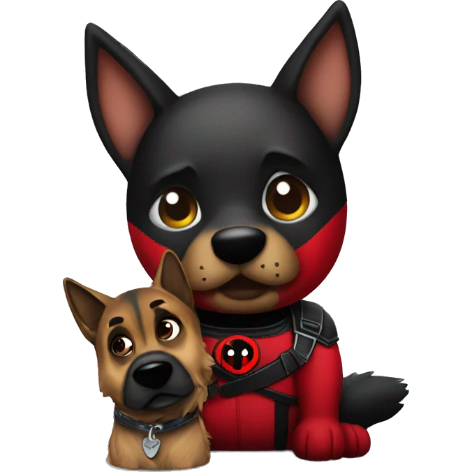 Deadpool with a German shepherd  emoji