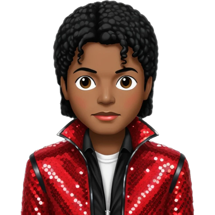 Michael Jackson with black hair, red sequin jacket, black shirt emoji