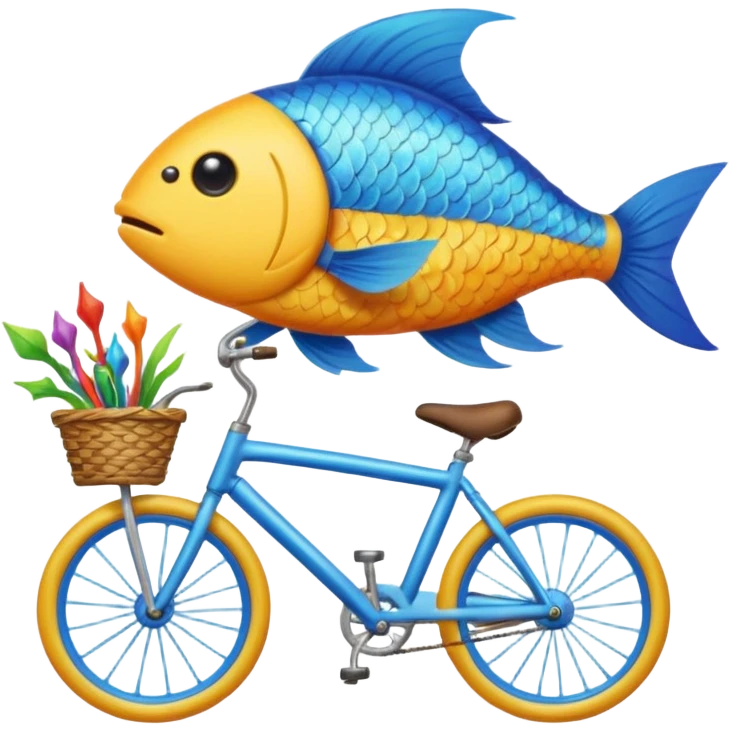 Fish on a broom on a bicycle emoji
