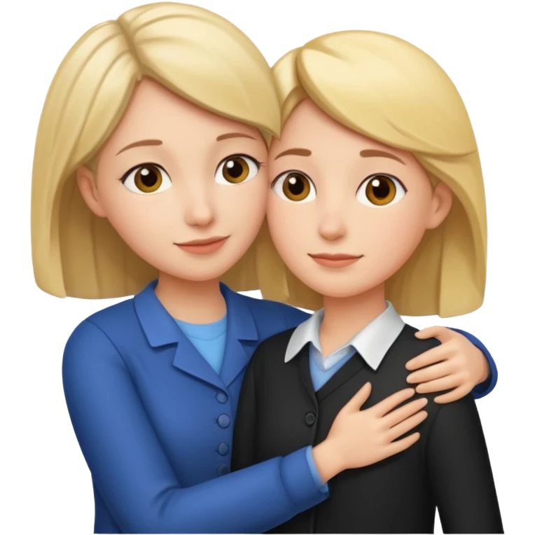 A woman teacher and young student They hug emoji