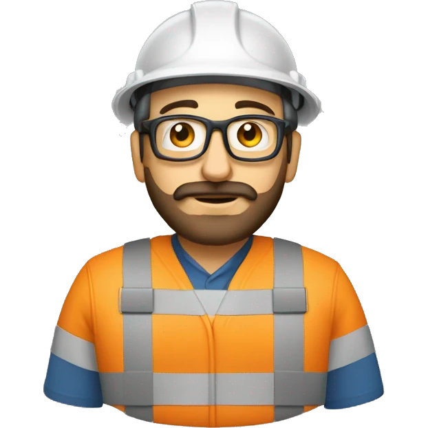 ingeniero con barba tez media y rulos en un moño emoji