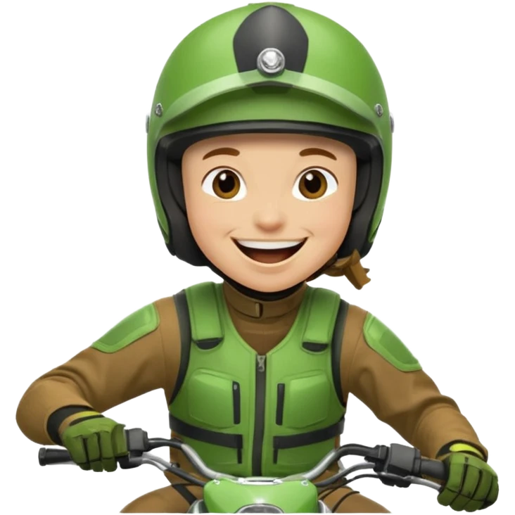 dirtbike rider in green gear laughing emoji