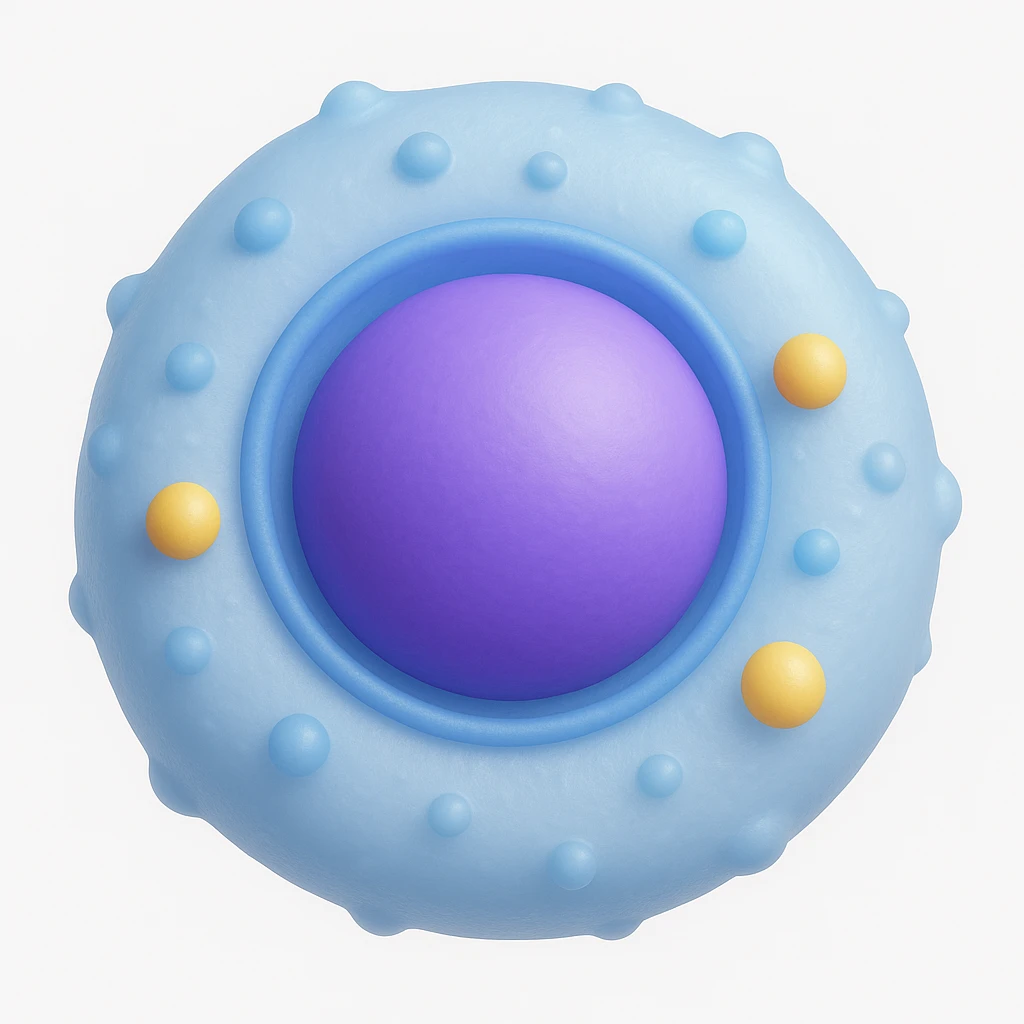 Make the human cell with a prominent nucleus detail in the style of microsoft style 3d fluent emojis emoji