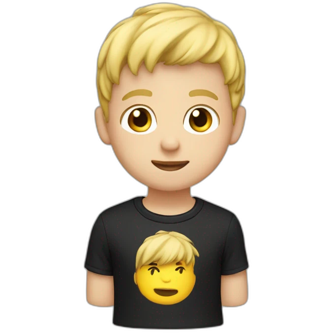 blond boy - cap  - hair short - shirt black emoji