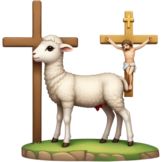 lamb at foot of a crucifx emoji
