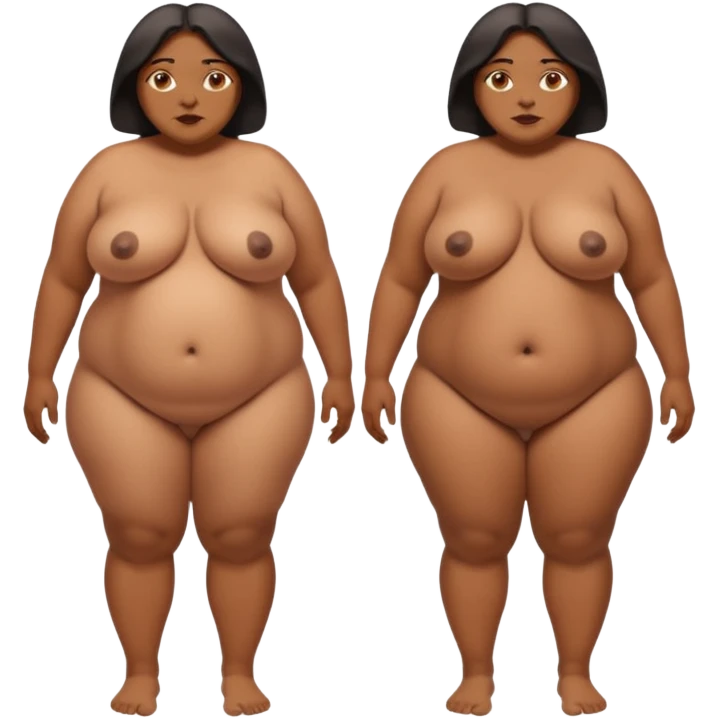 Full body nude of a obese older black woman withe saggy breasts and viewed from front side and back emoji