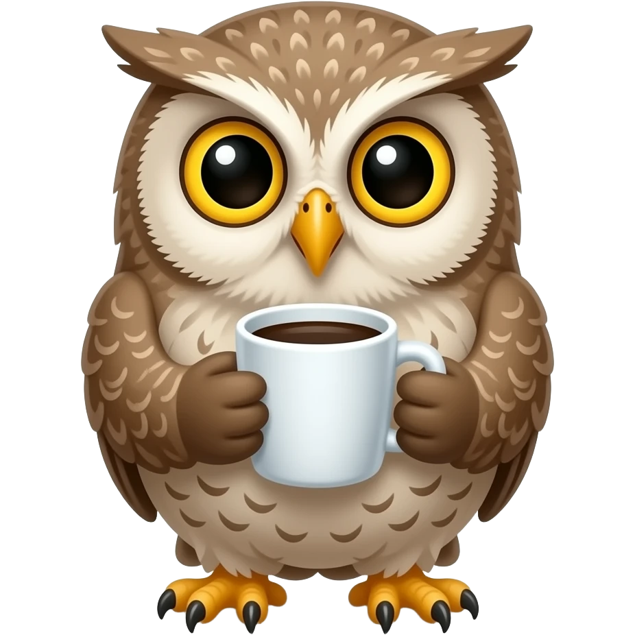 Kahve içen baykuş emoji