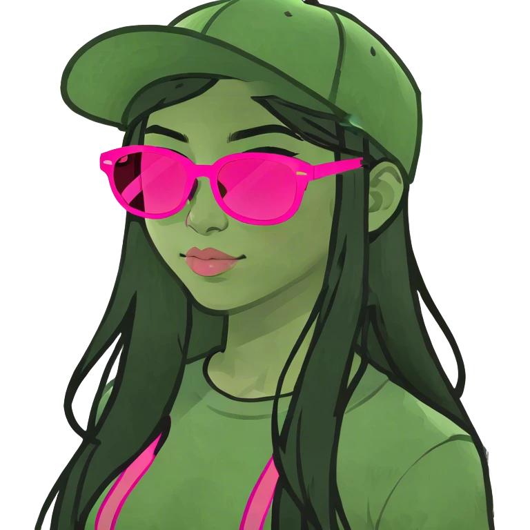a girl with long black hair with pink streaks  emoji