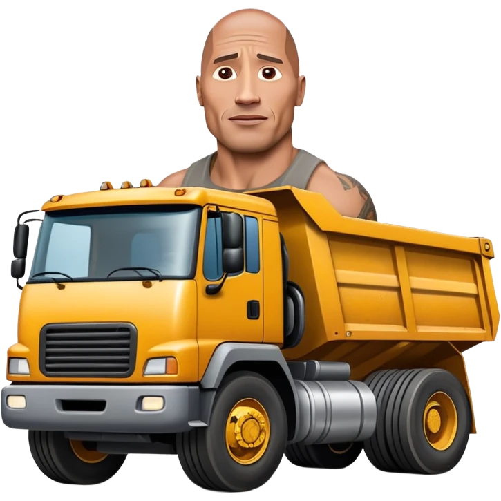 Dwayne the rock Johnson face on a dump truck emoji