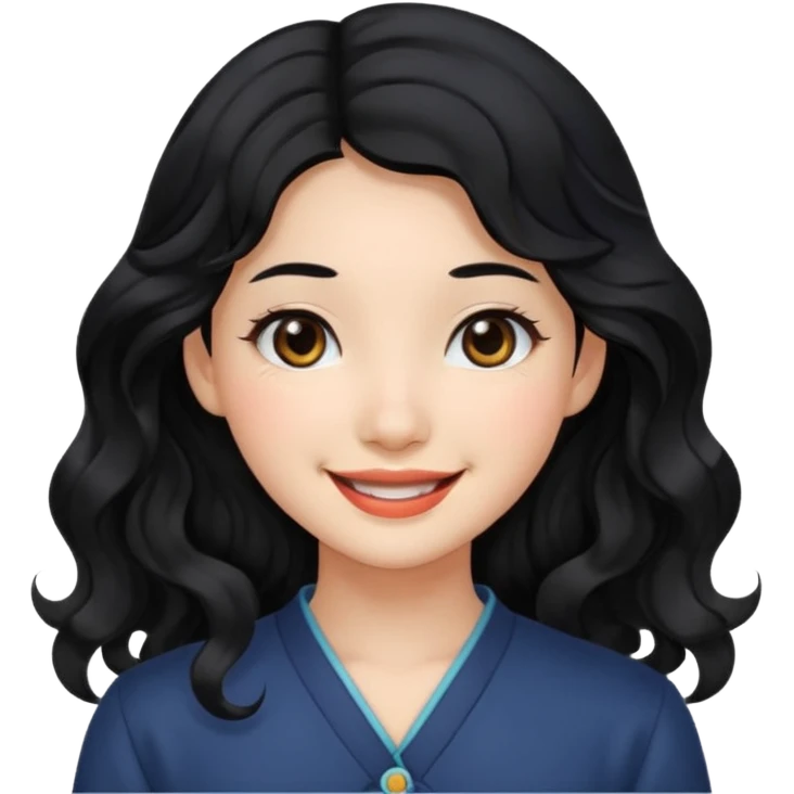 Beautiful girl,Black hair,wavy hair，long hair,Black eyes,Chinese emoji