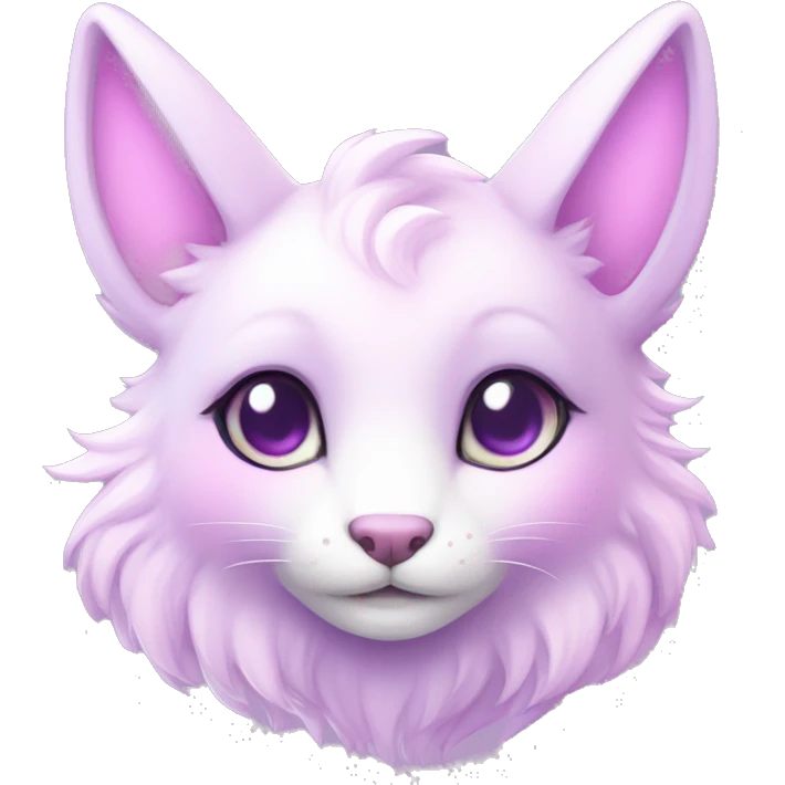 Kawaii cute colorful bright light pastel lilac-pink-white-gradient fantasy ethereal anthro fursona animal creature emoji