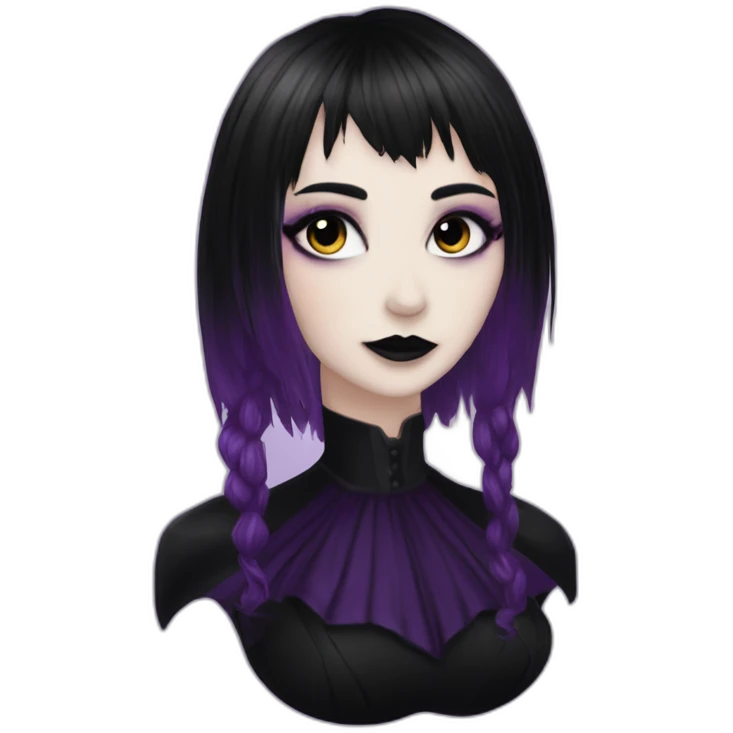 Elissabat -with bangs -long-hair-dark-plumpurple-and-black-vampire-goth-makeup-pinkeyes-romanticgothcloses-bat emoji