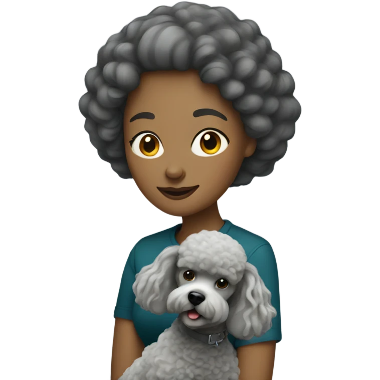 Woman with grey poodle emoji