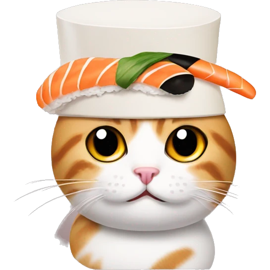 cat wearing sushi as a hat emoji