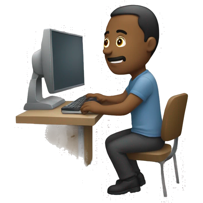 Man sitting at computer emoji