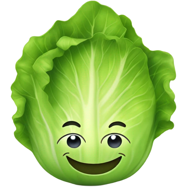 lettuce with a happy face holds a mirror in his hand and looks at it emoji