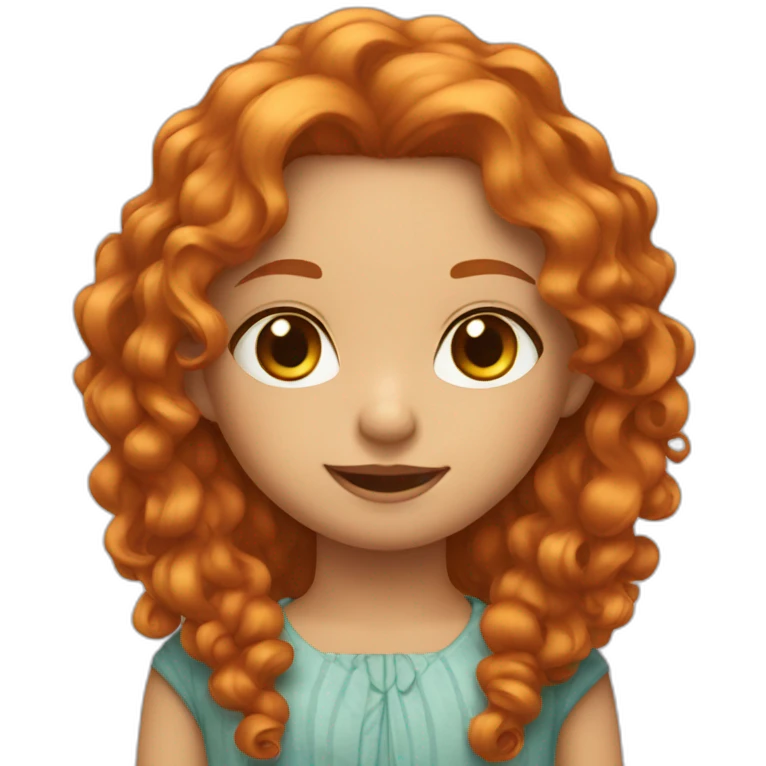 Young girl with long curly ginger hair and a dress emoji