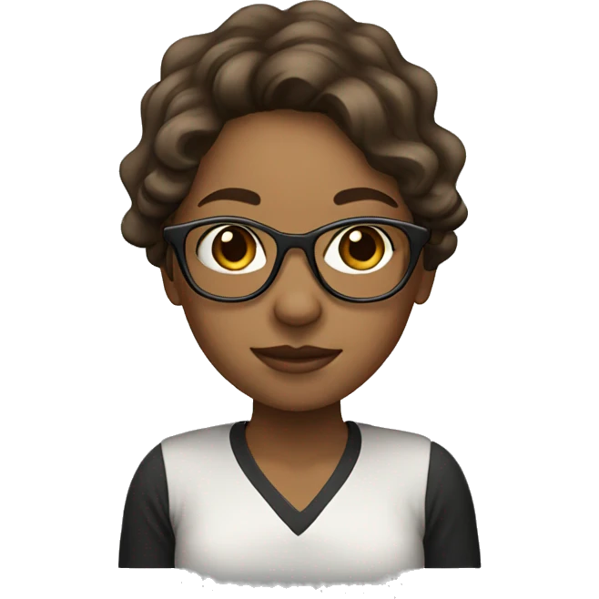 A girl with glasses and long wavy brown hair emoji