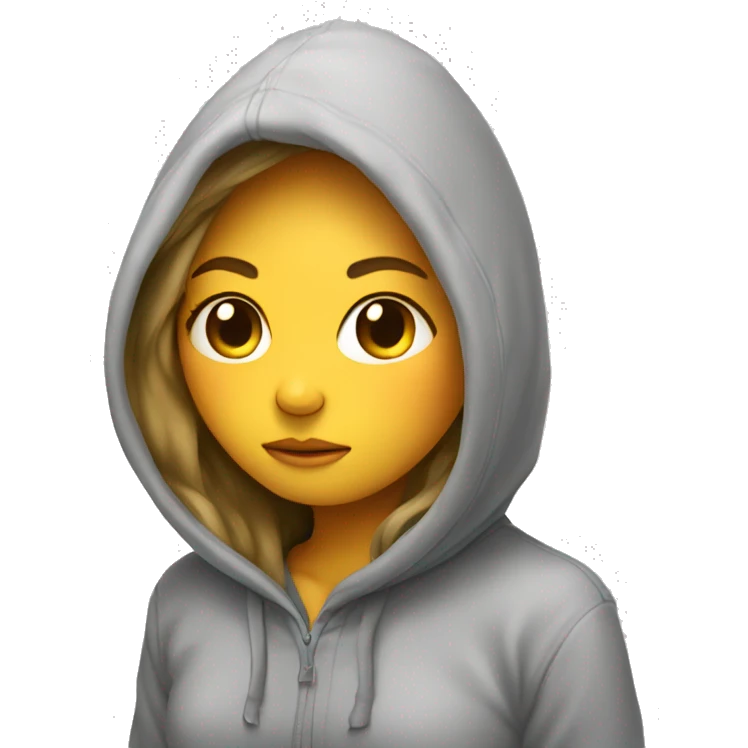 Girl curled into a ball with a hoodie on emoji