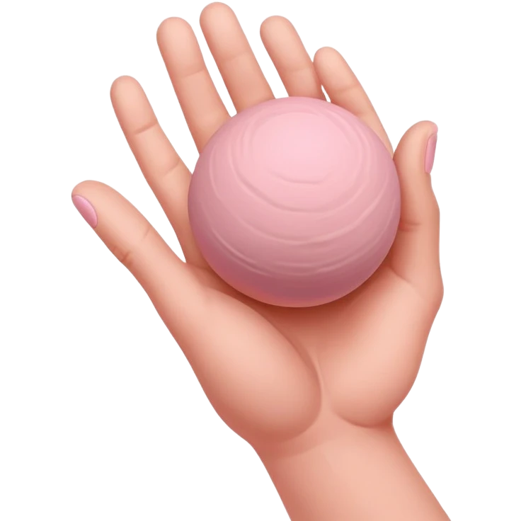 hand lightly tapping a pink ball of clay in the palm for surface shaping emoji