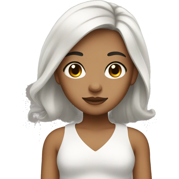 A girl with skin tone white black hair and name is kadambari emoji