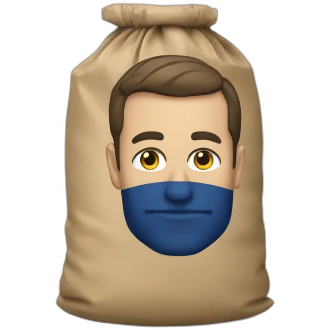 Macron avec un sac poubelle emoji