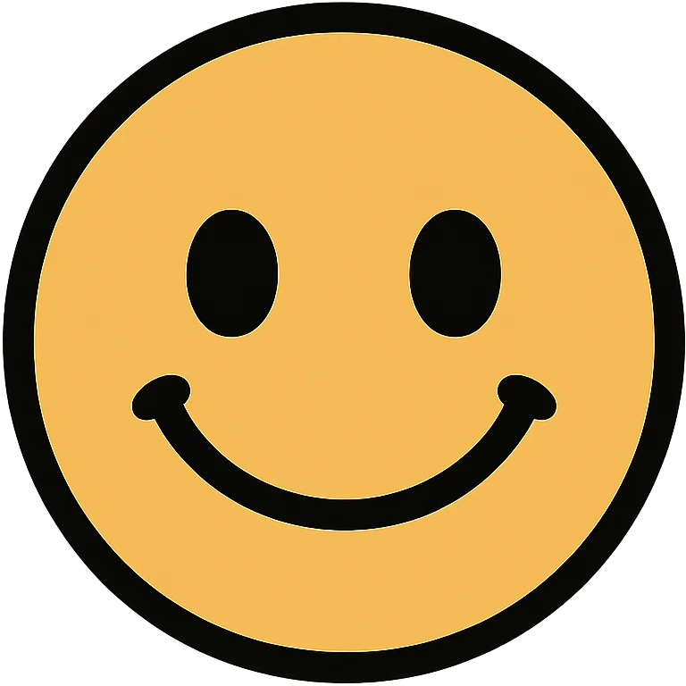 flat toon style happy face, simple and bold emoji