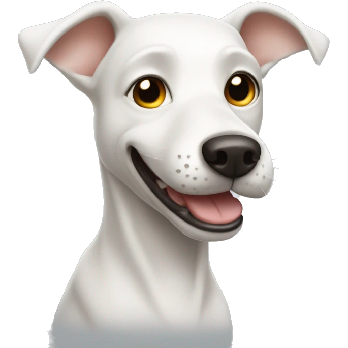 skinny smiling white dog  emoji