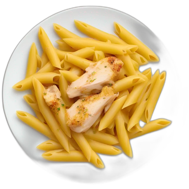 penne pasta with chicken on plate emoji