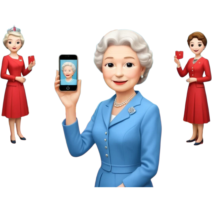 someone who's taking a photo in a room with with the wax figures of the queen elisabeth the II emoji
