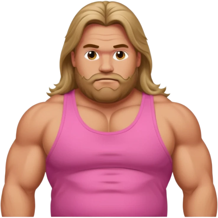 Long hair fat muscle men in pink tank top emoji