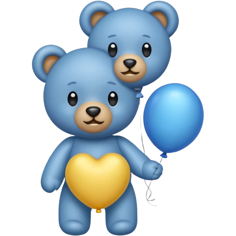 Emoji teddy set down with a baloon bleue emoji