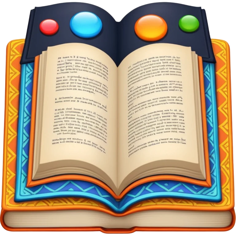 an open book with a dark cover. on the pages of the book, there are examples of tiles in bright colors emoji