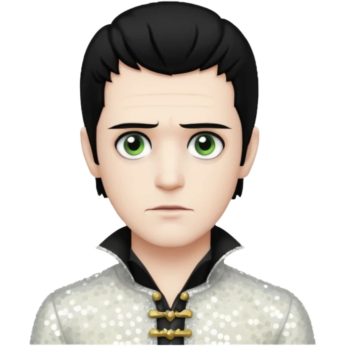 Victor Frankenstein with black hair, white sequin outfit emoji