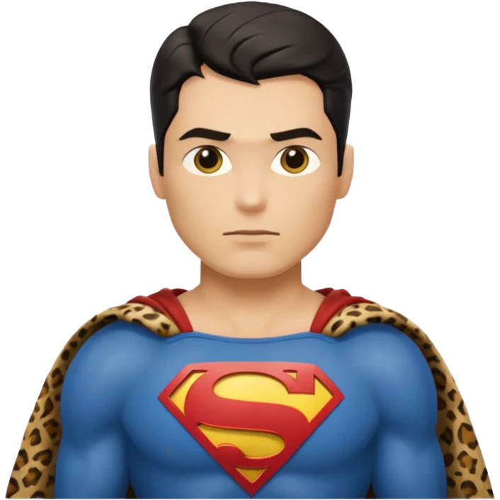 a superman wearing ancient animal skin cloth, half body, icon, yellow skin emoji