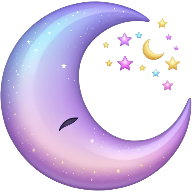 sparkly glossy pastel lilac-gradient crescent moon with extra shimmer emoji